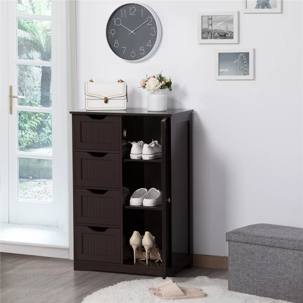 Wooden Bathroom Cabinet Storage Cabinet Espresso