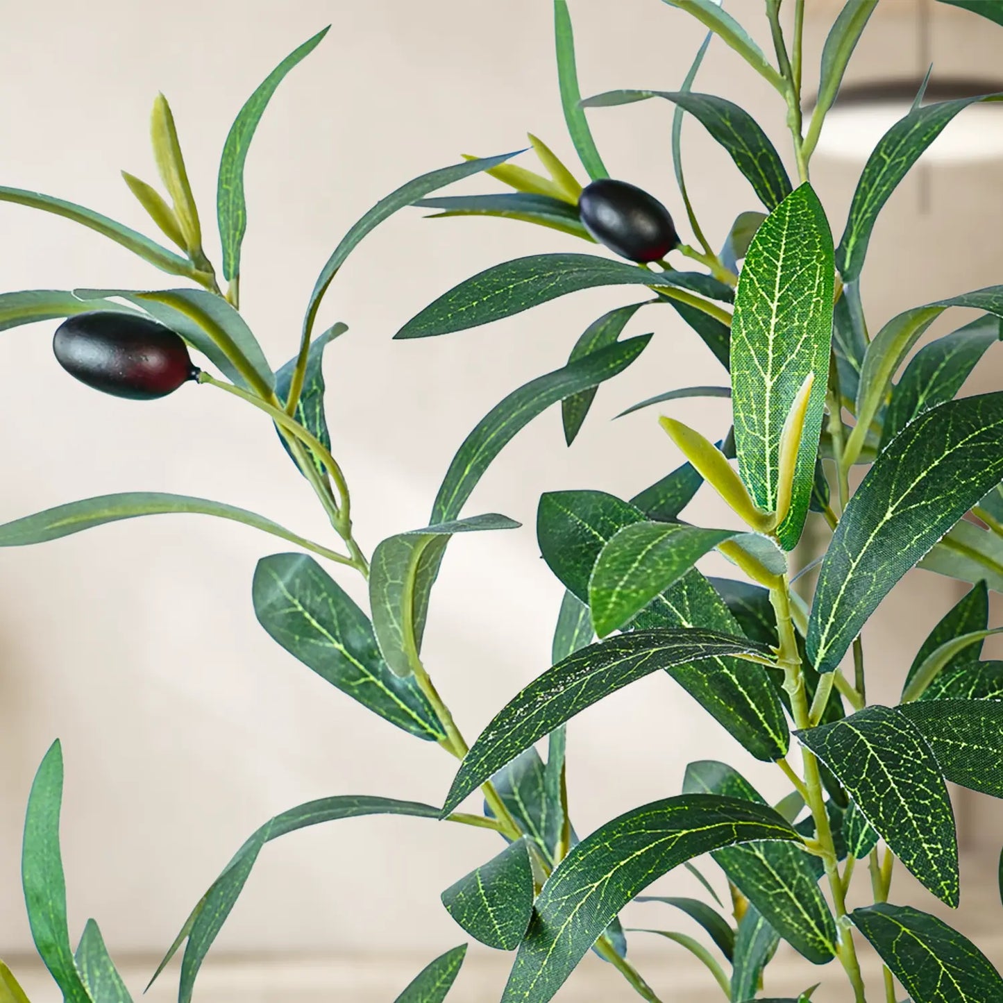 Realistic Artificial Olive Tree with Thick Trunk & Lifelike Fruit – 5/6/7/8FT, Perfect for Home & Office Décor with round White Pot（Plastic Basin）