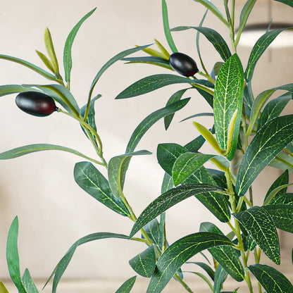 Realistic Artificial Olive Tree with Thick Trunk & Lifelike Fruit – 5/6/7/8FT, Perfect for Home & Office Décor with round White Pot（Plastic Basin）
